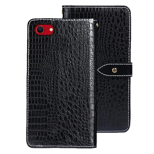 IDEWEI For iPhone 17e / 16e Case Crocodile Texture PU Leather Flip Phone Cover - Black - 1