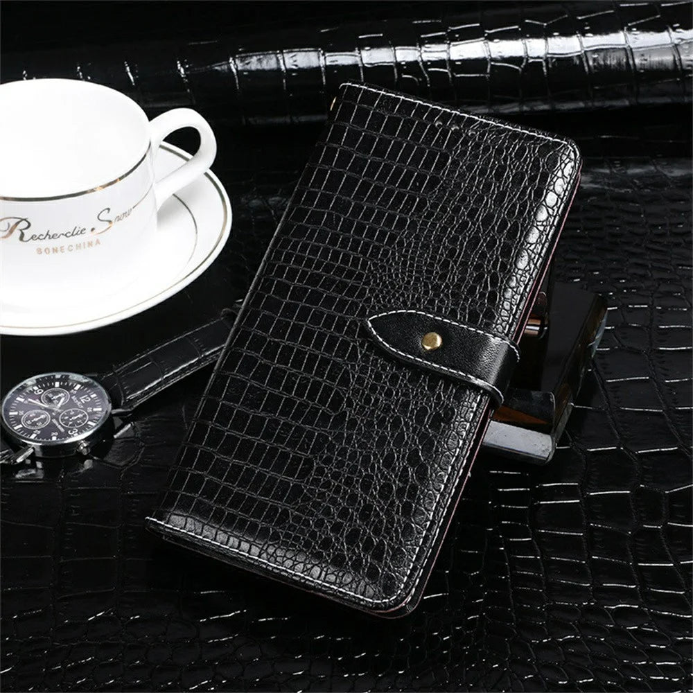 IDEWEI For iPhone 17e / 16e Case Crocodile Texture PU Leather Flip Phone Cover - Black - 5