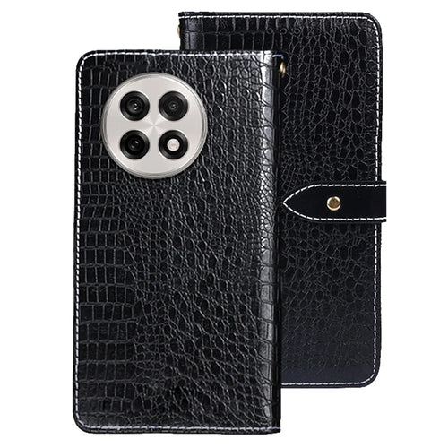 IDEWEI For OnePlus 13R 5G Case Crocodile Texture PU Leather Flip Phone Cover - Black - 1