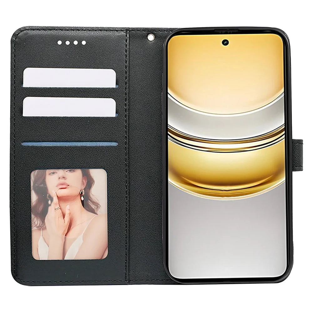 For Realme 14x 5G Wallet Phone Case Pattern Imprint Leather Flip Cover - Black - 2