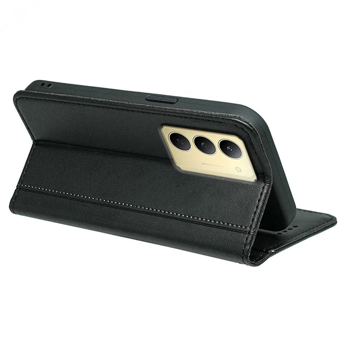 HX01 For Realme 14x 5G Wallet Case Magnetic Closing PU Leather Phone Cover - Black - 3