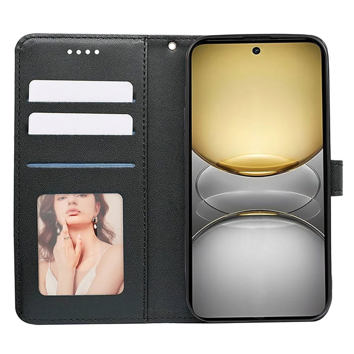 For Realme C75 4G Wallet Phone Case Pattern Imprint Leather Flip Cover - Black - 2