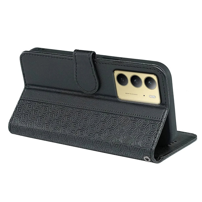 For Realme C75 4G Wallet Phone Case Pattern Imprint Leather Flip Cover - Black - 4