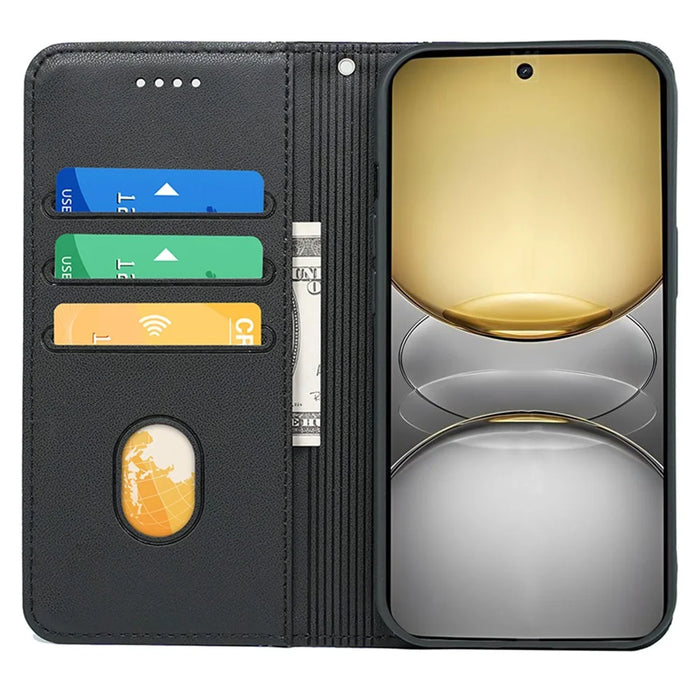 HX01 For Realme C75 4G Wallet Case Magnetic Closing PU Leather Phone Cover - Black - 2
