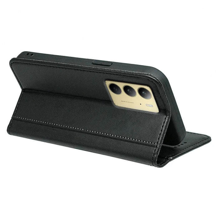 HX01 For Realme C75 4G Wallet Case Magnetic Closing PU Leather Phone Cover - Black - 3