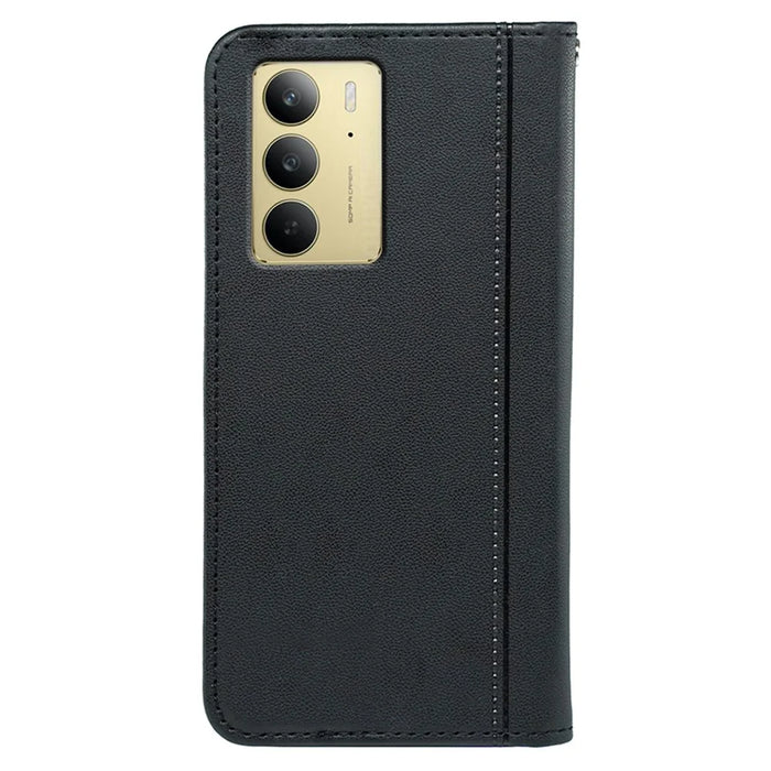 HX01 For Realme C75 4G Wallet Case Magnetic Closing PU Leather Phone Cover - Black - 5