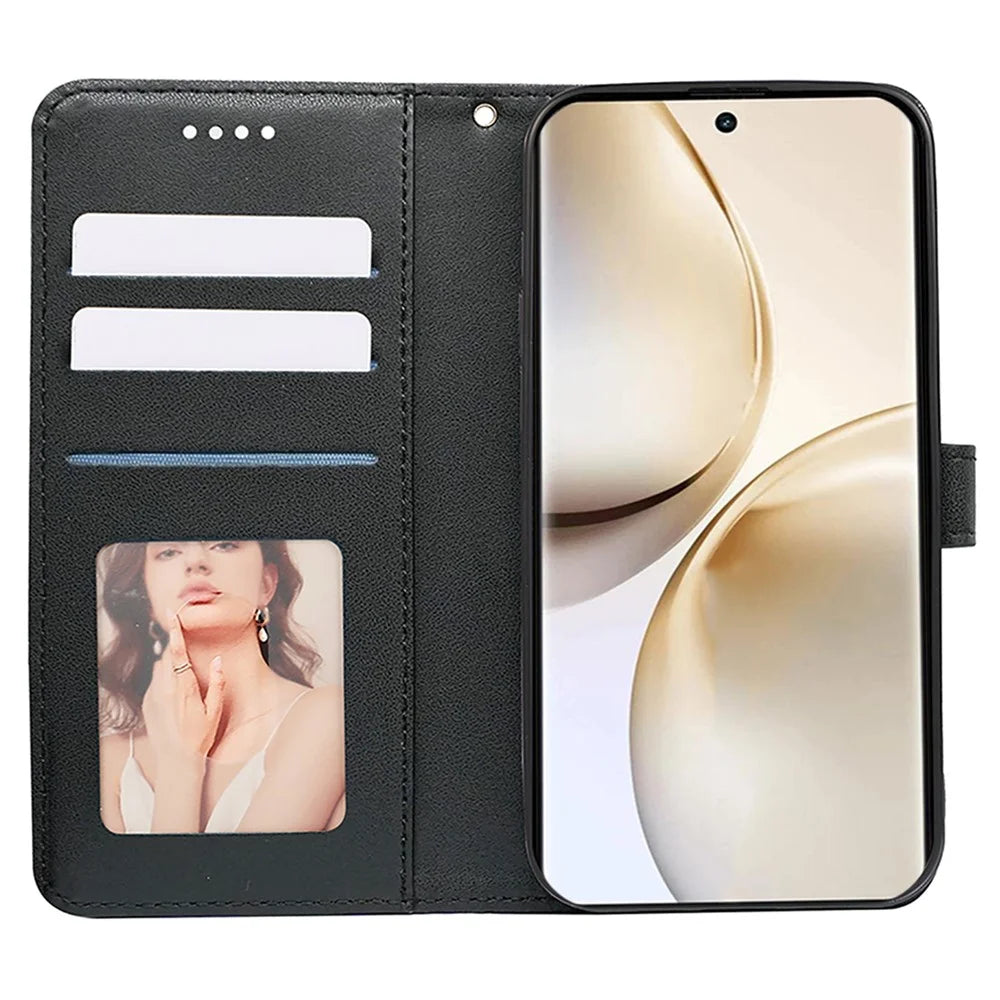 For Realme 14 Pro+ 5G Wallet Phone Case Pattern Imprint Leather Flip Cover - Black - 2