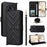 For Realme 14 Pro+ 5G Wallet Case with Shoulder / Wrist Strap Leather Phone Cover Stand - Black - 1