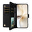 For Realme 14 Pro+ 5G Wallet Case with Shoulder / Wrist Strap Leather Phone Cover Stand - Black - 6