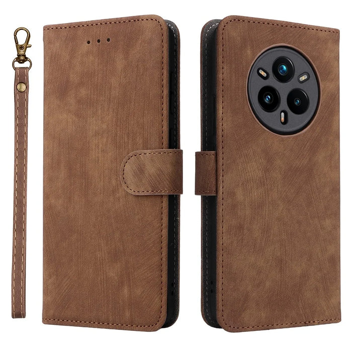 For Realme 14 Pro+ 5G Case Wallet RFID Blocking PU Leather Cover Viewing Stand - Brown - 1
