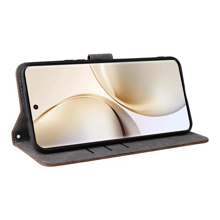 For Realme 14 Pro+ 5G Case Wallet RFID Blocking PU Leather Cover Viewing Stand - Brown - 3