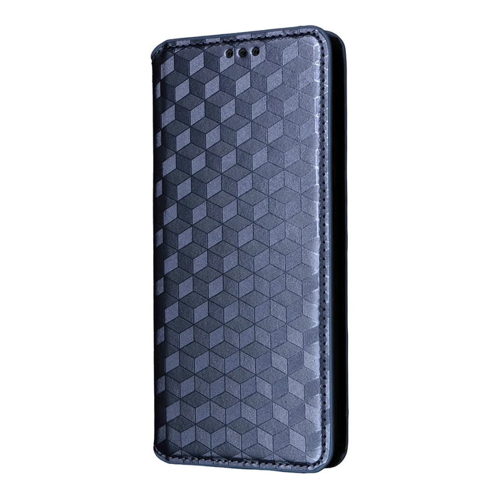 For Realme 14 Pro+ 5G Case Wallet Rhombus Imprinted Leather Phone Cover - Blue - 5