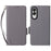 For Samsung Galaxy S25 Edge Case with Wrist Strap Litchi Texture PU Leather Wallet Phone Cover - Grey - 1