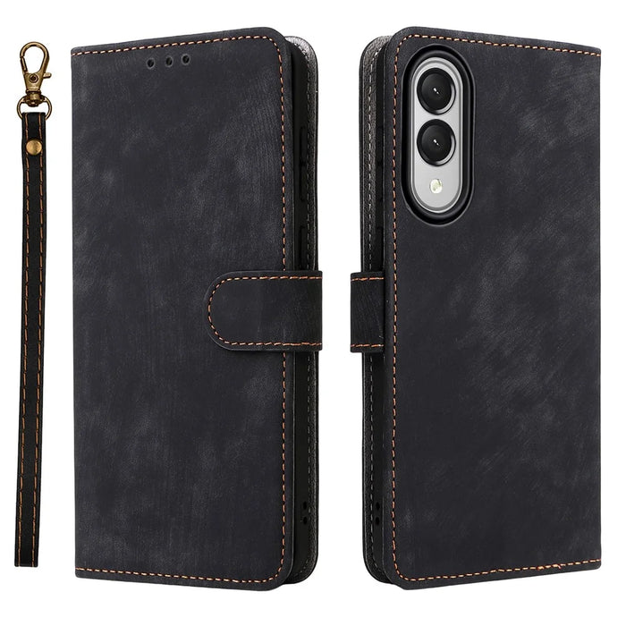 For Samsung Galaxy S25 Edge Case Wallet RFID Blocking PU Leather Cover Viewing Stand - Black - 1
