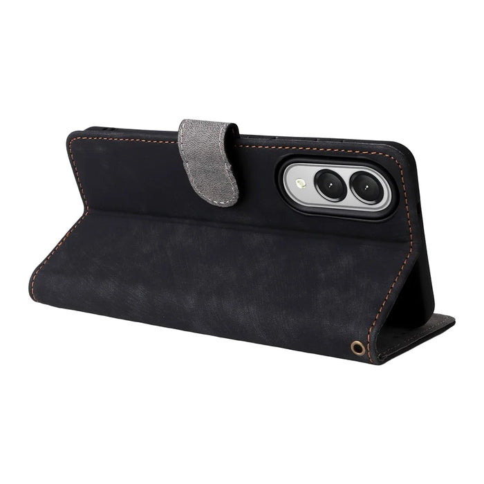 For Samsung Galaxy S25 Edge Case Wallet RFID Blocking PU Leather Cover Viewing Stand - Black - 4