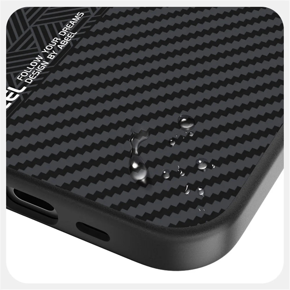 ABEEL For iPhone 17e / 16e Case Compatible with MagSafe PC + TPU + Aluminum Alloy + PU Leather Slim Phone Back Cover - Texture 3 - 4