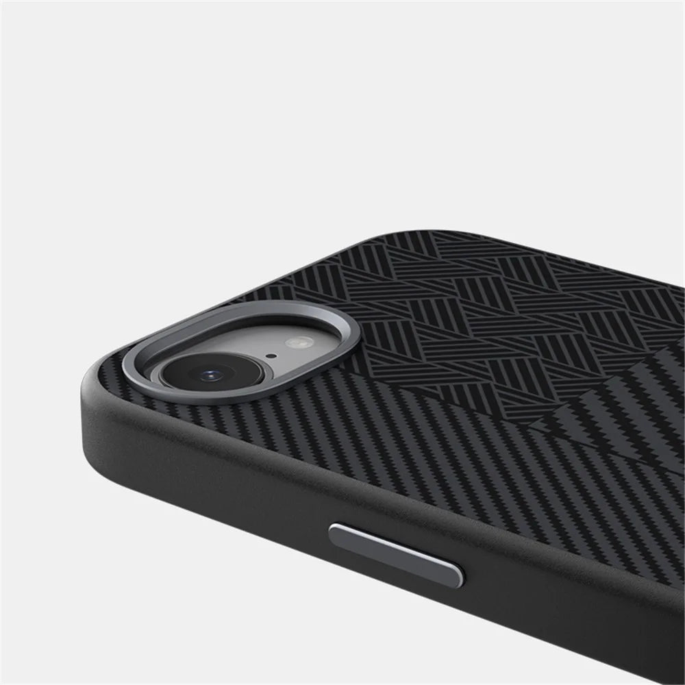 ABEEL For iPhone 17e / 16e Case Compatible with MagSafe PC + TPU + Aluminum Alloy + PU Leather Slim Phone Back Cover - Texture 3 - 6