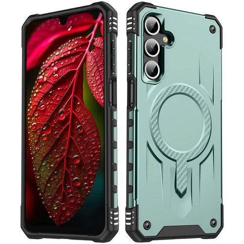For Samsung Galaxy A16 5G / 4G Magnetic Case Four Corner Airbags PC + TPU Phone Cover - Midnight Green - 1