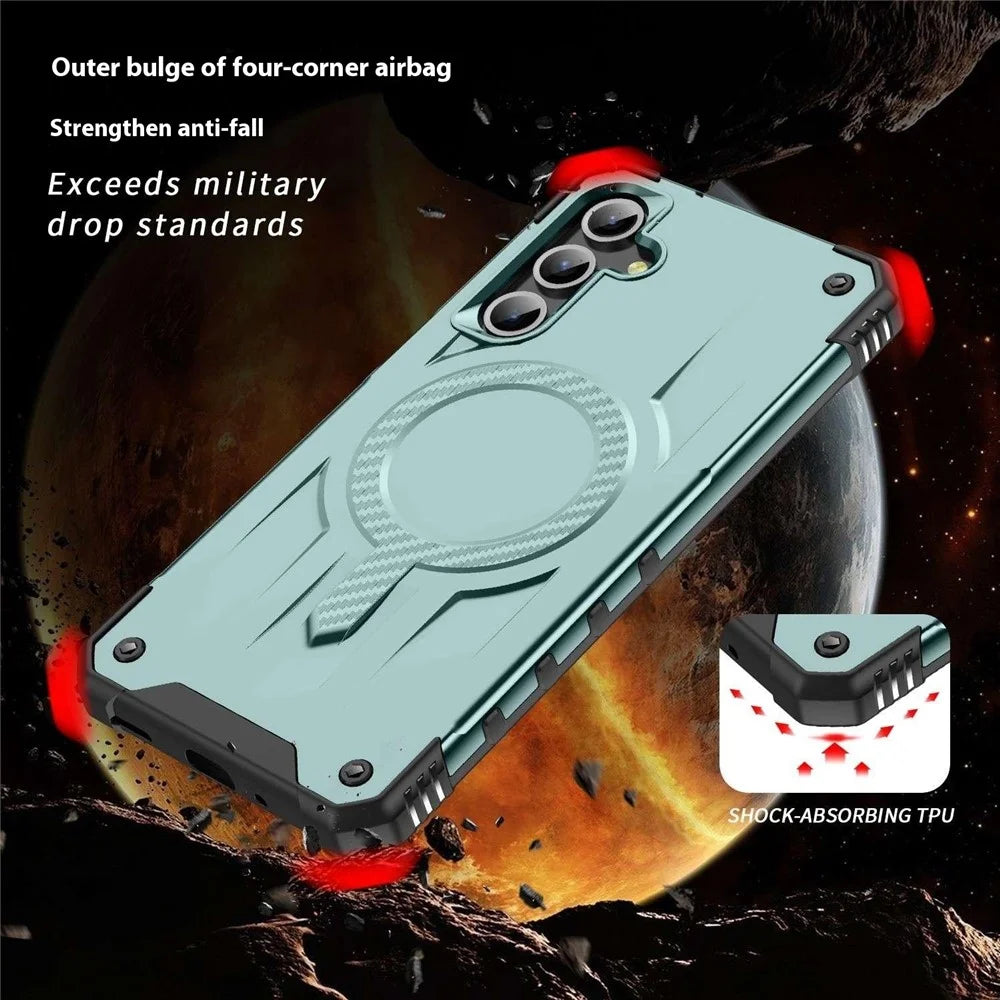 For Samsung Galaxy A26 5G Magnetic Case Four Corner Airbags PC + TPU Phone Cover - Midnight Green - 4