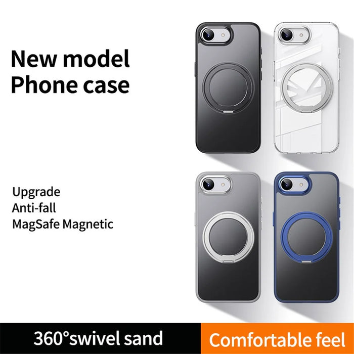 For iPhone 17e / 16e Case Compatible with MagSafe TPU + Acrylic + Kickstand Matte Phone Cover - Black - 3