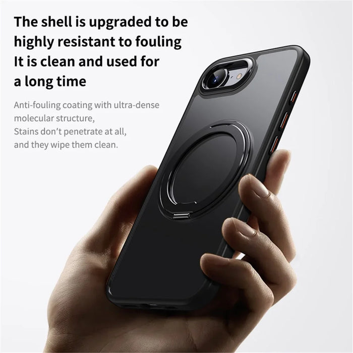 For iPhone 17e / 16e Case Compatible with MagSafe TPU + Acrylic + Kickstand Matte Phone Cover - Black - 5
