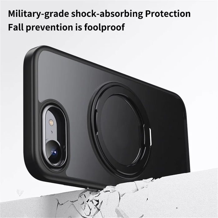 For iPhone 17e / 16e Case Compatible with MagSafe TPU + Acrylic + Kickstand Matte Phone Cover - Black - 6