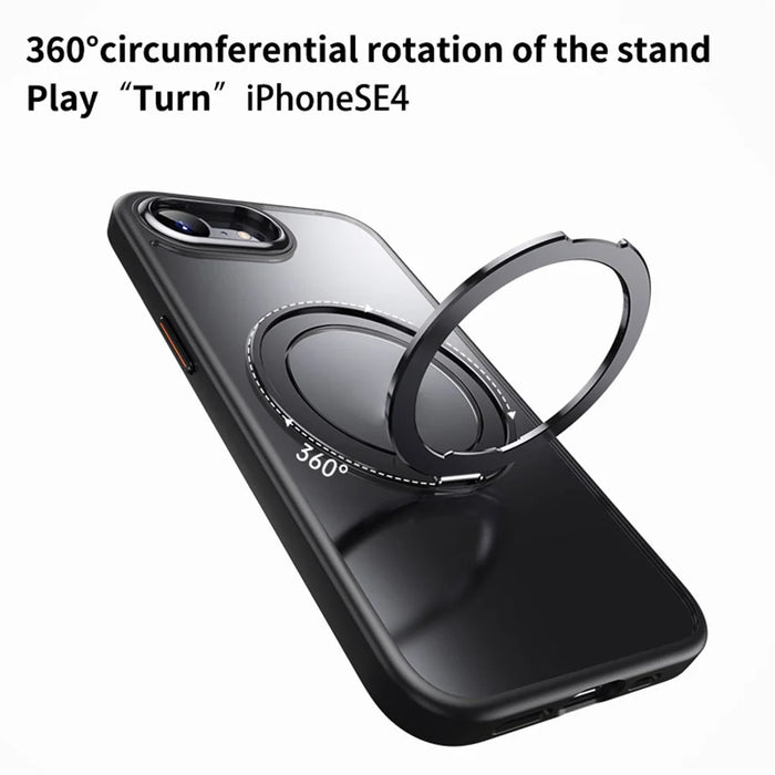 For iPhone 17e / 16e Case Compatible with MagSafe TPU + Acrylic + Kickstand Matte Phone Cover - Black - 7
