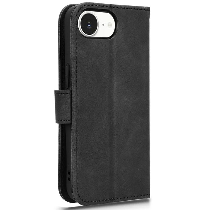 For iPhone 17e / 16e Leather Case Skin Feel Anti Drop Wallet Flip Phone Cover - Black - 5