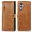 For Samsung Galaxy S25 Case Zipper Flip Leather Phone Cover with Card Holder - Orange - 1
