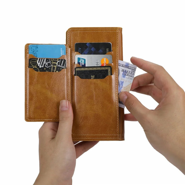 For Samsung Galaxy S25 Case Zipper Flip Leather Phone Cover with Card Holder - Orange - 5