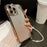 For iPhone 16 Pro Max Case Electroplated Edge Rhinestone Glitter Decor Phone Cover with Lens Film, Strap - Gold - 1