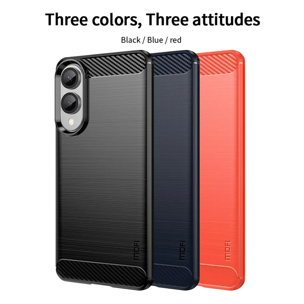 MOFI For Samsung Galaxy S25 Edge Back Cover  Brushed Texture Carbon Fiber Soft TPU Case - Black - 3