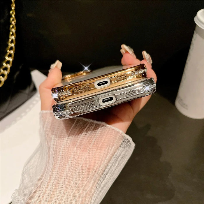 For iPhone 16 Pro Max Case Clear TPU Phone Cover with Glitter Lens Film - Blue - 7