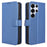 For Samsung Galaxy S25 Ultra Case PU Leather Diamond Texture Wallet Phone Cover - Blue - 1