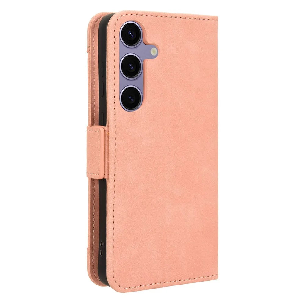 For Samsung Galaxy S25 Case Leather Phone Wallet Cover with Multiple Card Slots - Pink - 7