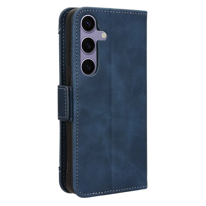 For Samsung Galaxy S25+ Leather Case Phone Wallet Cover with Multiple Card Slots - Blue - 7