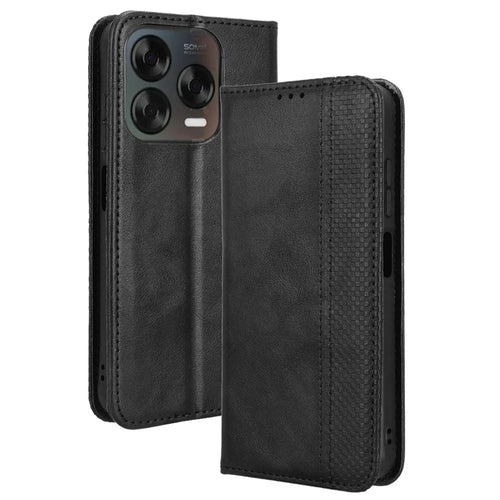Phone Case For ZTE Blade V70 Design / Nubia V70 Design / Blade V70 Vita Wallet Stand Retro Texture Leather Phone Cover - Black - 1