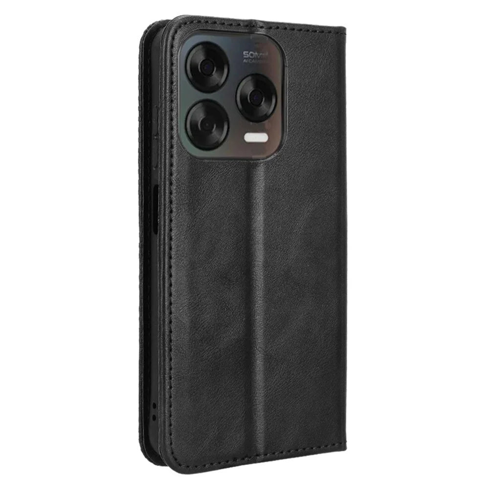 Phone Case For ZTE Blade V70 Design / Nubia V70 Design / Blade V70 Vita Wallet Stand Retro Texture Leather Phone Cover - Black - 7