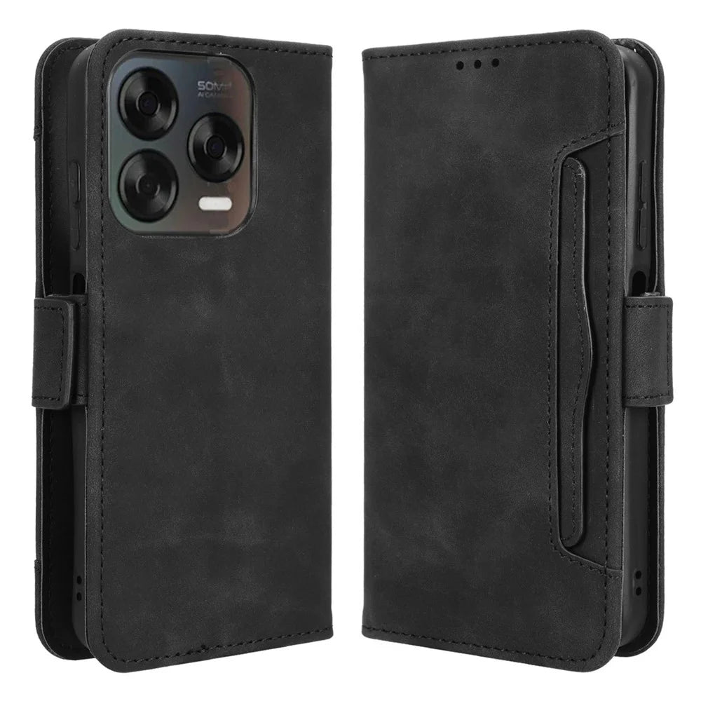 Phone Case For ZTE Blade V70 Design / Nubia V70 Design / Blade V70 Vita Leather Wallet Cover with Multiple Card Slots - Black - 1