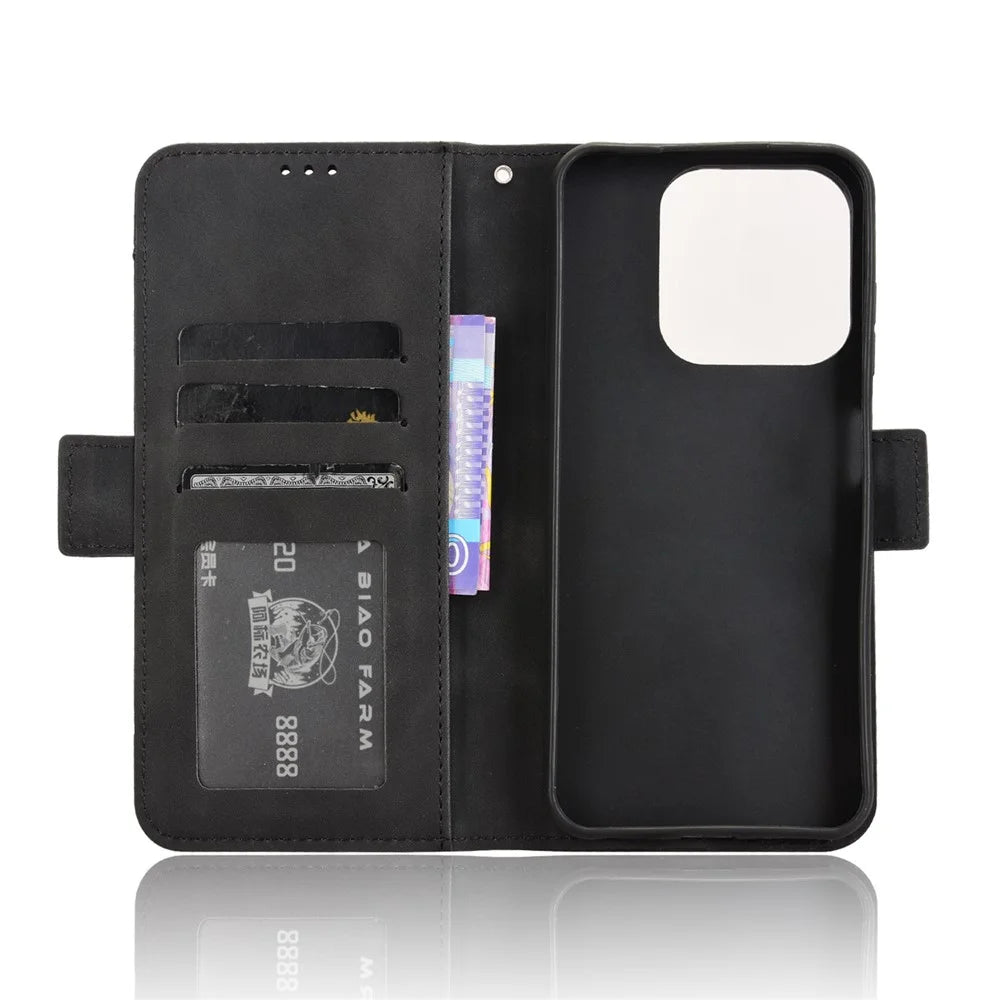 Phone Case For ZTE Blade V70 Design / Nubia V70 Design / Blade V70 Vita Leather Wallet Cover with Multiple Card Slots - Black - 5