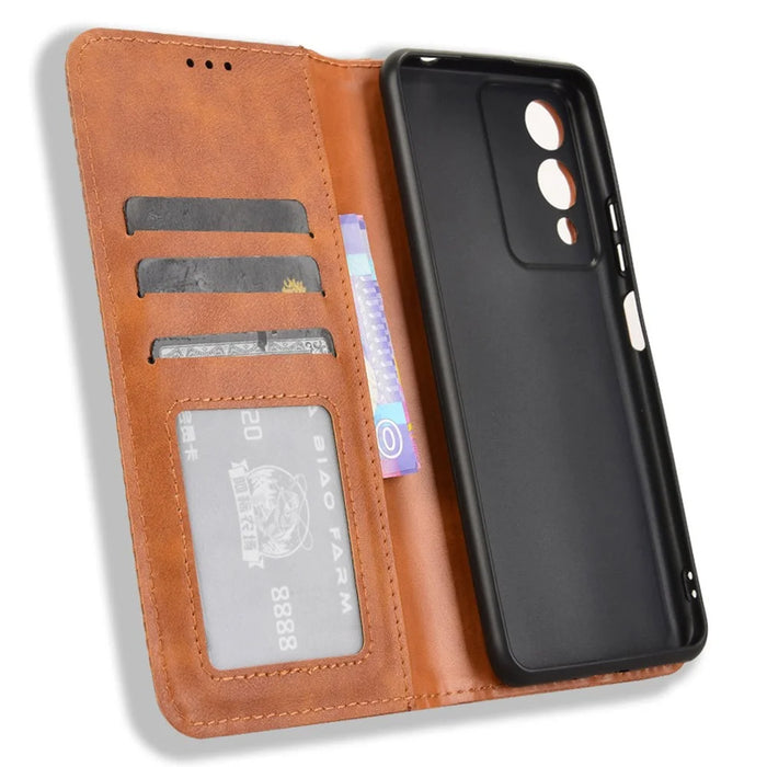 For Cubot A10 Case Wallet Stand Retro Texture Leather Phone Cover - Brown - 4