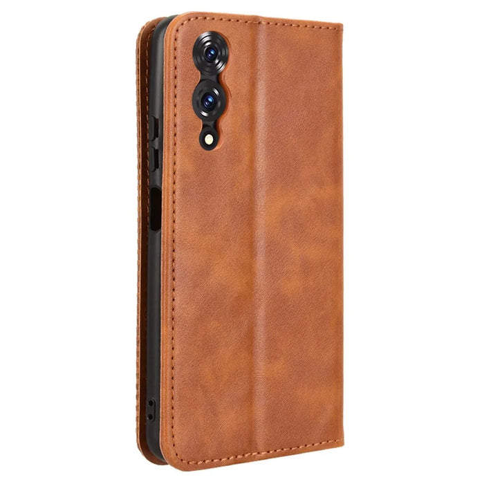 For Cubot A10 Case Wallet Stand Retro Texture Leather Phone Cover - Brown - 7