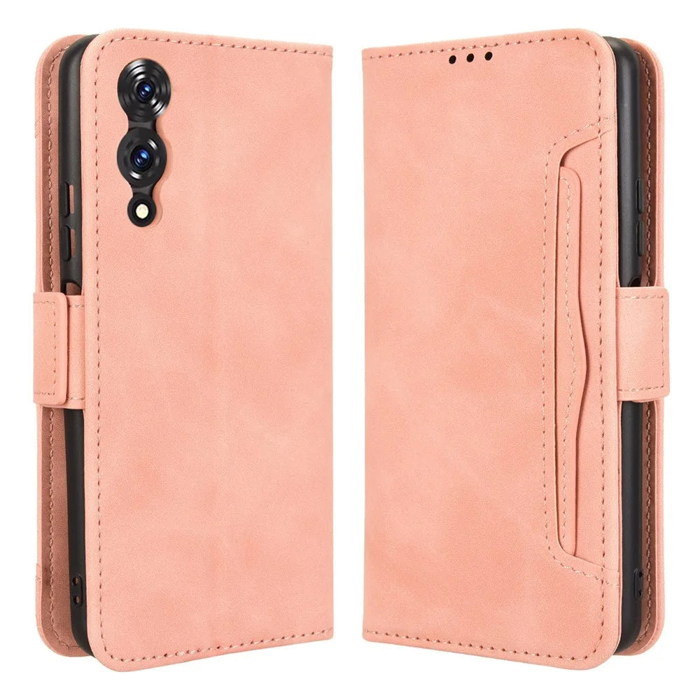 For Cubot A10 Case Leather Phone Wallet Cover with Multiple Card Slots - Pink - 1