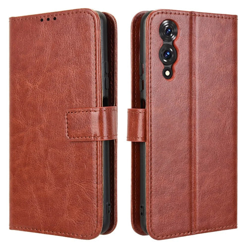 For Cubot A10 Case Crazy Horse Texture PU Leather Phone Wallet Cover - Brown - 1
