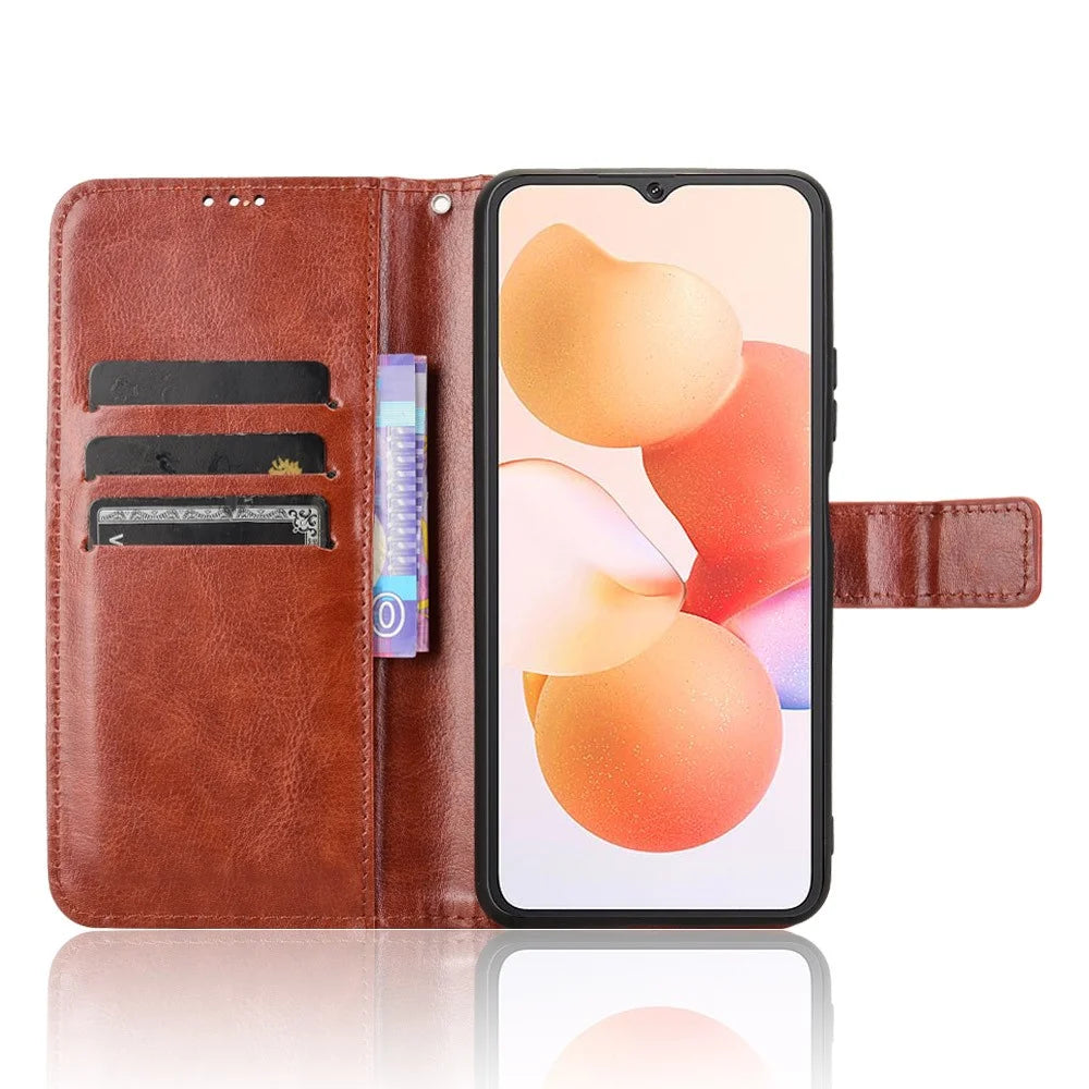 For Cubot A10 Case Crazy Horse Texture PU Leather Phone Wallet Cover - Brown - 2