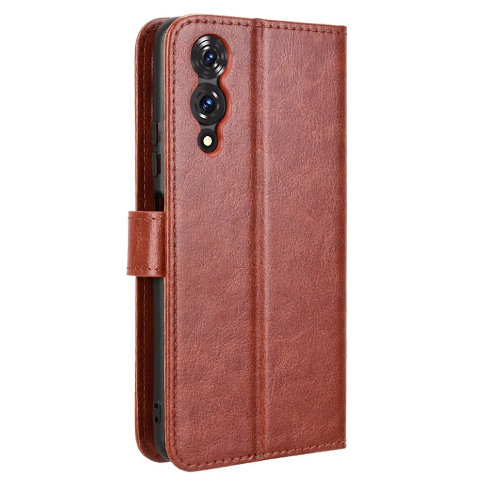 For Cubot A10 Case Crazy Horse Texture PU Leather Phone Wallet Cover - Brown - 6