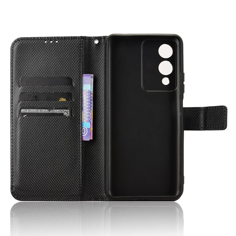 For Cubot A10 Case PU Leather Diamond Texture Wallet Phone Cover - Black - 4
