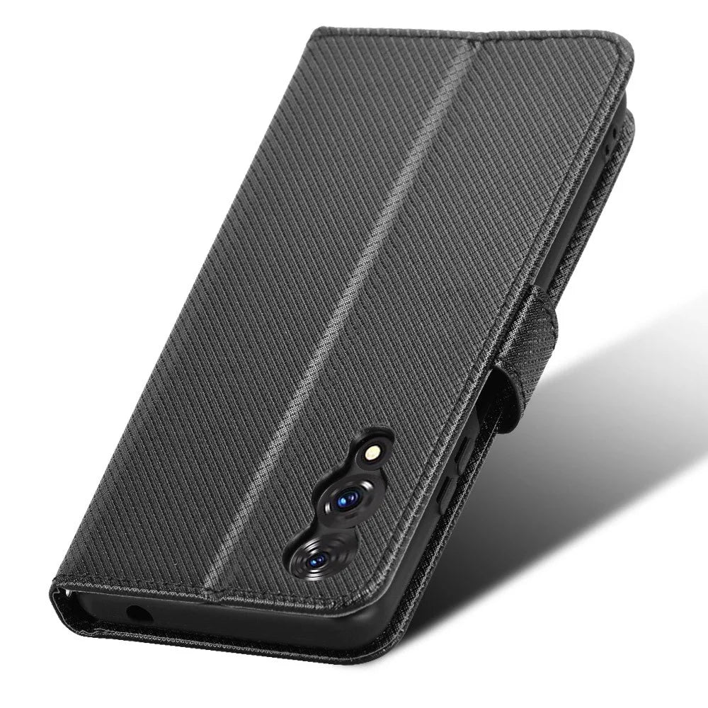 For Cubot A10 Case PU Leather Diamond Texture Wallet Phone Cover - Black - 5