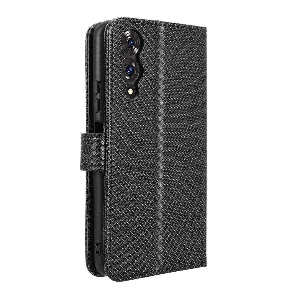 For Cubot A10 Case PU Leather Diamond Texture Wallet Phone Cover - Black - 7