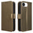 For iPhone 17e / 16e Case PU Leather Diamond Texture Wallet Phone Cover - Brown - 1